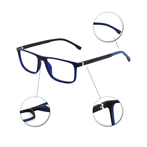 Occi Chiari Blue Light Filter Computer Glasses For Mens Rectangle Eyewear Clear Optical Eyeglasses Frame … (C-Blue+Black) #TOP4
