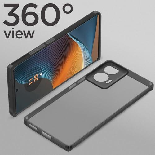 Image of Pikkme Motorola Moto Edge 50 Fusion 5G / Motorola Moto G96 5G Frosted Translucent Clear Back Cover Flexible Case Shockproof Protective Silicone Thin Cover (Black)
