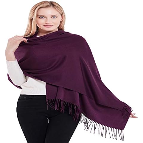 Bufanda de algodón con diseño de pashmina de color liso, color morado Cover