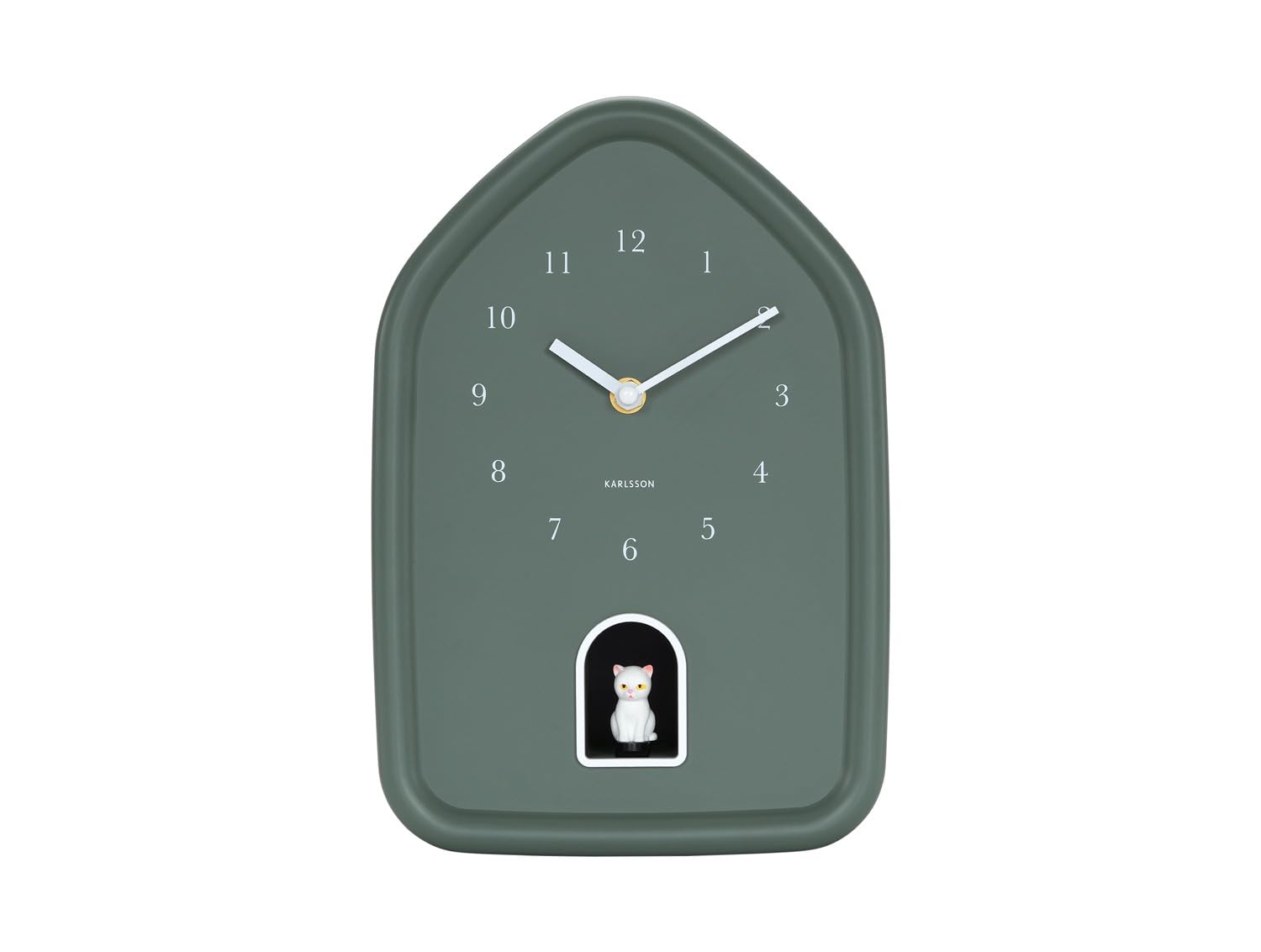 Karlsson Jungle Green Modern Kitty Wall Clock - Green - 29.1 X 20 X 29.1 Cm - Rectangle - Plastic - Wall Clock Modern Living Room - Wall Clocks