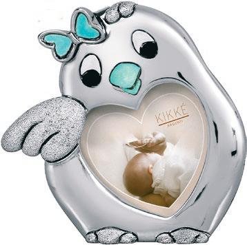 Photo Holder Kikke Chick Polish Sky Blue Silver CM12 X 10 Laminate Silver Made In Italy
