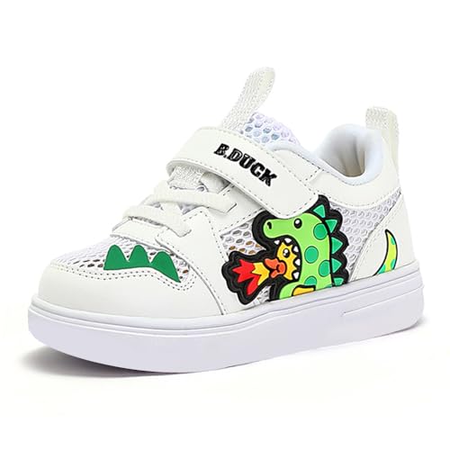 B.Duck Toddler Shoes Cartoon Dinosaur Sneakers Boys Girls Casual Tennis Walking Shoes Lightweight White
