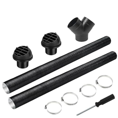 Diesel Heater Ducting 75mm, Diesel Heater Exhaust Pipe Set, 2pcs 75mm Tuyere + 4 Clips, Night Heater Ducting Heater Pipe Kit Heater Outlet Hose