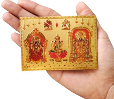 Sri Venkateshwara Swamy, Padmavathi MATA & Sri Laxmi MATA Self Adhesive | Hindu Religious Pocket Size Magnetic Frame for Home, Office & Car Dashboard Decor Worship 8.5x6cm-image-18