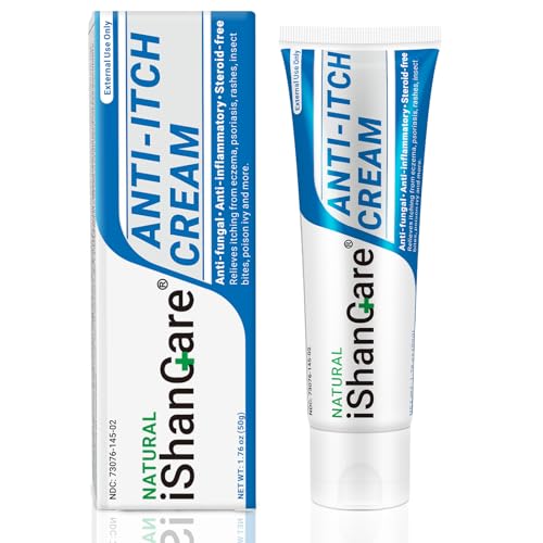 iShanCare Anti-Juckreiz-Creme maximale Stärke sofortige Linderung von Juckreiz bei Hautausschlag Ekzemen Insekten-/Mückenstichen Psoriasis Poison Ivy Dermatitis beruhigende Feuchtigkeitscreme