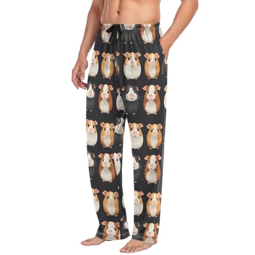 Mens Pajama Pants, Cute Guinea Pig Sleep Pjs Bottom for Men, Lounge Pant with Pockets S4