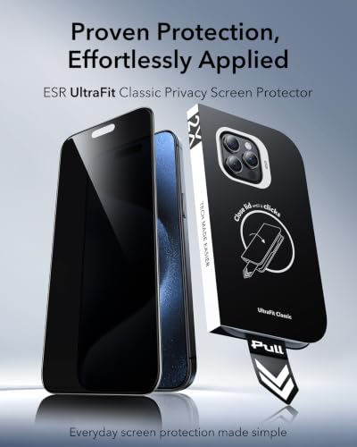 Image of ESR 3 Pack for iPhone 15 Pro Max Privacy Tempered Glass, Classic