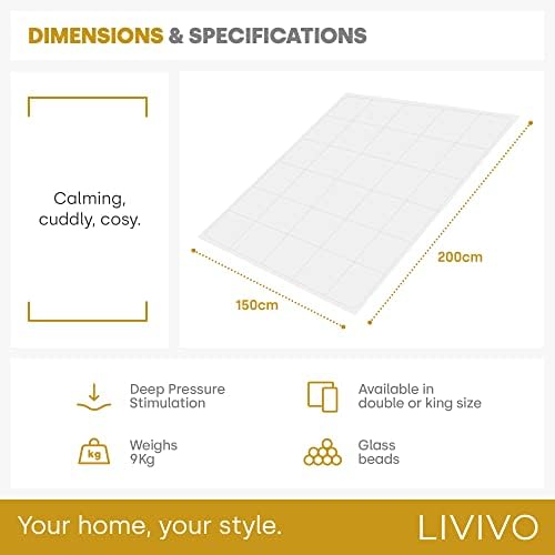 LIVIVO Weighted Blanket 9kg For Adults - 150x200cm - Reversible Therapy Gravity Sherpa Throw Blankets Anti-Anxiety, Insomnia, Stress Relief, Cotton with Premium Glass Beads
