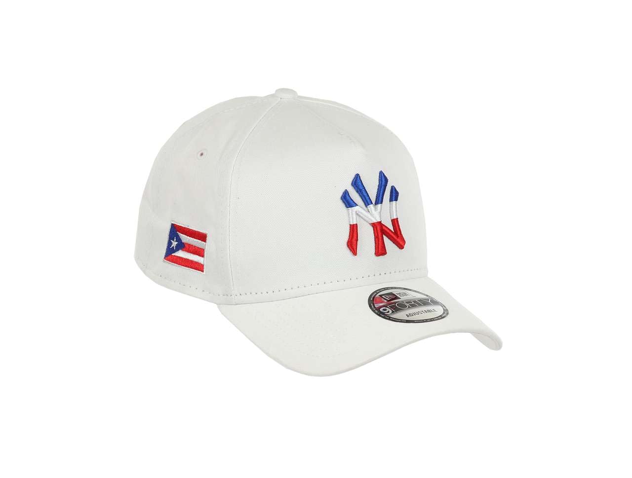 New Era Unisex 940-Yankees-White-#31148 New York Yankees Mlb Puerto Rico Sidepatch Logo White 9Forty A-Frame Snapback Cap