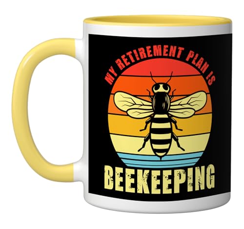 Taza cerámica amarilla y blanca de 11 onzas miniatura 1