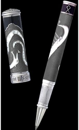 David Oscarson Valhalla Black White and Gray Hard Enamel Rollerball Pen
