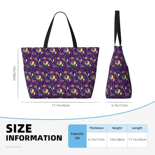Large Beach Bags Water-resistant Sandproof - Mardi Gras and Donuts Cute Beach Tote Bags for Women with Zipper2