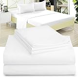 Full XL 100% Microfiber Double Brushed Sheet Set - Extra-Soft, Breathable & Wrinkle-Free - 15' Deep Pockets, 54' x 80' - Ideal for Extra Long Full Beds - 4PC Set (Full XL, White)