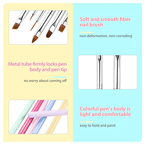 Sularpek 6Pcs Nail Art Brushes Set,Builder Gel Brush For Nails,Nail Art Design Pen Painting Tools With Nail Extension Gel Brush, Builder Gel Brush,Nail Fine Liner Brushes And Nail Dotting Pen #TOP3