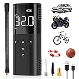 LAMONKE 電動空気入れ 車 自転車 バイク用 USB充電式 エアーコンプレッサー 電動エアーポンプ 6000mAh大容量バッテリー 最大150PSI コードレス 仏式・米式バルブ対応 ボール・浮き輪対応 SOS＆LEDライト搭載 日本語説明書付