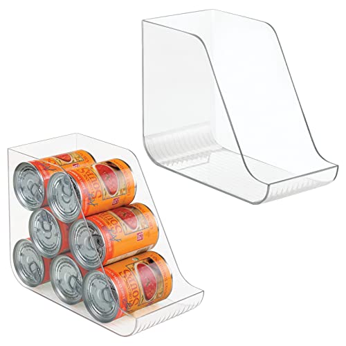 mDesign Can Organisers for Pantries, Fridge Drawers & Fridge Shelves – Kitchen Storage Solutions – for up to 7 Cans of Soda, Food, or Soups – Kitchen Accessories — Pack of 2 – Clear