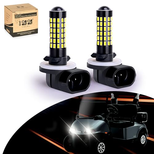 10L0L Golf Cart Headlight Bulb Lights for EZGO Club Car DS Precedent, Super Bright Fog Light Bulbs Golf Cart Light Kit White Must Input 12V- Pack of 2