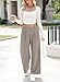 EVALESS Womans Wide Leg Pants Summer Work Business Casual Linen Texture Trousers High Waisted Palazzo Pants Ladies 2026 Fashion Flowy Comfy Slacks with Pockets Grey X-Large