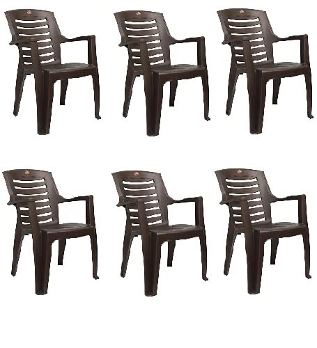 Image of Cello Ultramatt Plastic Full Back Armchair, Set of 6(Pearl Brown)