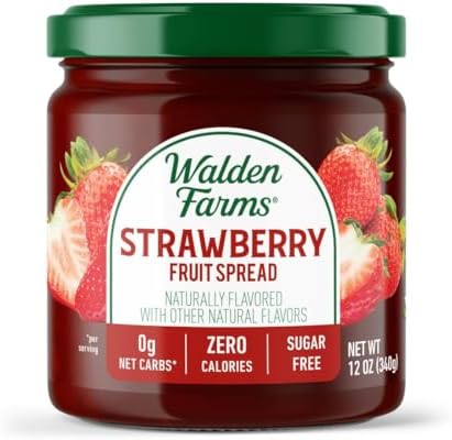 Walden Farms Strawberry Fruit Spread – Zero Calorie, Low Carb, Keto-Friendly, Vegan, Sugar-Free, Classic Strawberry Flavor – 12 oz Bottle