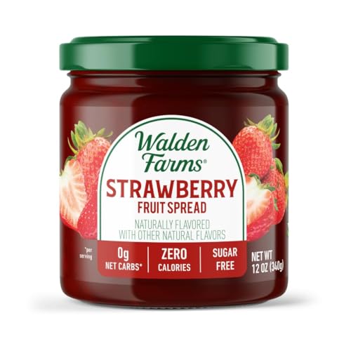 Walden Farms Strawberry Fruit Spread 12 oz Jar - Naturally Flavored - 0g Net Carbs - Kosher Certified - Great on Muffins - Pancakes - Salad - Dipping - Toppings and Many More