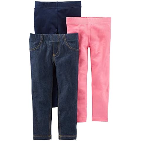Simple Joys by Carter's Leggings Bebé Niña, Pack de 3, Azul Marino/Rosa/Tejano, 24 Meses Cover