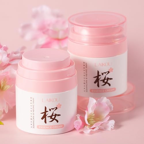 LAIKOU Sakura Crema Hidratante Facial Mujer, Crema de Día y de Noche 2 x 50g, Creme Facial Reafirmante y Antiarrugas, Apta para Todo Tipo de Piel Nutritiva y Calmante