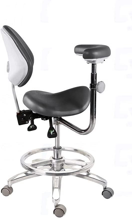 Miniatura 5 de Silla de sillín móvil de lujo de lujo PU cuero asistente médico taburetes oficina silla negra (negro)