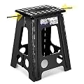 Delxo 17.5 Inch Folding Step Stool, Heavy Duty Foldable Stool for Adults,Premium Portable Collapsible Plastic Step Stool,Non Slip Folding Stools for Kitchen Bathroom Bedroom Up to 400LBS,(Black 1PC)