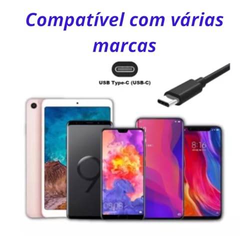 Kit de Carregador Turbo Android Power 30W 4.0 Entrada Tipo C + Cabo USB - Tipo C 1m (Preto) Universa