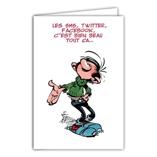 Gaston Lagaffe glct-0114 födelsedagskort med SMS Twitter Facebook