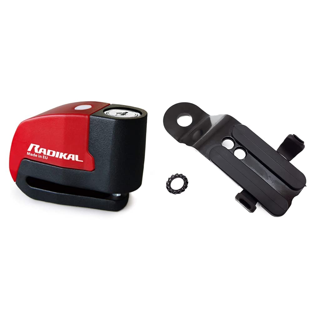 RADIKAL RK6 Antifurto Moto con Allarme Lucchetto Bicicletta Bloccadisco Scooter Sicurezza & RK351 Staffa Antifurto Moto Bloccadisco RK9Z RK9 RK6 da Montare su Viti