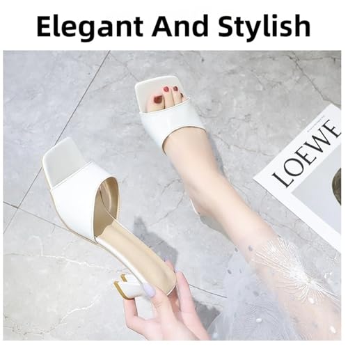 Women's Mule Sandals Open Square Toe Heels Chunky Block Heels Slip On Sandals For Summer3