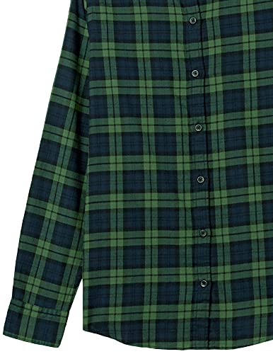 Image of Amazon Essentials Women's Regular-Fit Long-Sleeve Lightweight Plaid Flannel Shirt with Brushed Finish, Shirttail Hem