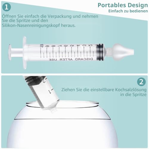 JUSONEY Nasendusche Baby – Profi-Baby Nasendusche, Mit Hochwertigen Nasenaufsätzen, aus Silikon, Sauber und wiederverwendbarer (4 stück)