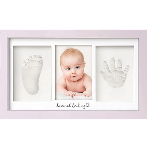 Image of Baby Hand and Footprint Kit - Baby Footprint Kit, Newborn Keepsake Frame, Baby Handprint Kit, Personalized Baby Gifts, Nursery Decor, Baby Shower Gifts for Girls Boys(Soft Lilac)