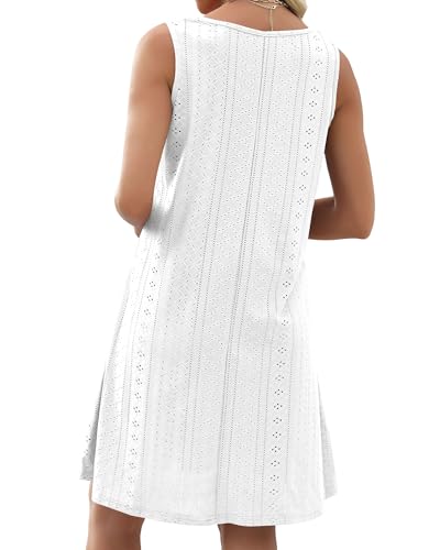 Image of elescat Swimsuit Coverup Summer Dresses for Women Eyelet Casual Loose Sleeveless Sundress with Pockets 2026