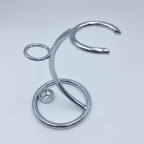 Foto von WTpin Rasierpinsel Ständer Halter, Silber Rasiermesser Und Pinsel Ständer, Tragbarer Rasiermesser Und Pinsel Ständer, Edelstahl Rasierständer Für Männer, Metall Rasierpinsel Ständer(Größe: 10,5 cm)