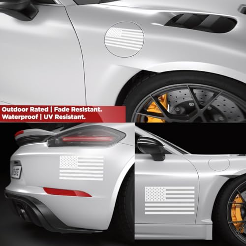 Image of American Flag Vinyl Decal USA Tactical Military Patriotic Subdued (White) (Set of 2) Premium Waterproof Vinyl Decal Stickers for Car Truck RV Helmet Bumper Window Laptop Rearview Mirror