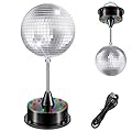 5-Inch Mirror Ball and 6RPM Rotating Motor Base, Disco Party Ambient Light, Base 18 Red, Green, Blue Three Color Bulbs, for Home Parties, Weddings, Nightclubs, Bars, Bands, KTV, Parties