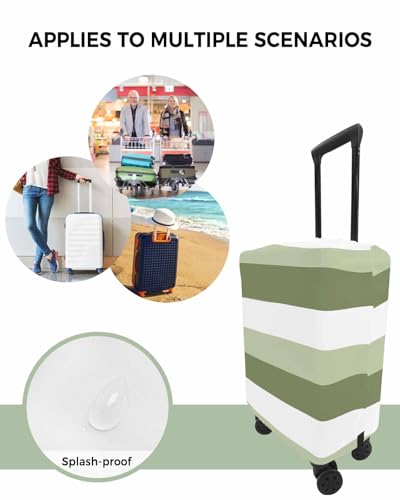 Ombre Green Stripe Travel Luggage Cover, Geometric Art Anti-scratch Travel Suitcase Protector Covers, Washable Elastic Baggage Covers Fit 26-28 Inch Carry on Luggage4