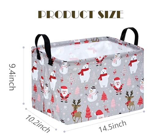 Image of MAIZMZ Christmas Basket for Kids Gifts Santa Claus Snowman Storage Baskets Collapsible Nursery Hamper Waterproof Clothes Toy Bin Book Shelf Gift Basket Cube Xmas Party Decor