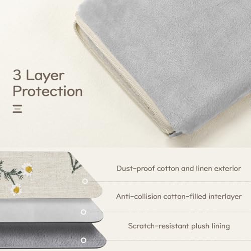 Miniatura 3 de Dadanism 6-7 Pulgadas Funda Protectora Con Margarita Bordada Para Nuevo 6 Kindle, 7 Kindle Paperwhite Colorsoft Signature Edition, K-Indle Oasis, Kobo Clara Colour Bw E-Reader, Plantas De Cáñamo