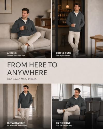 Image of Nobero Classic Zipper Hoodie for Men | Zip Up Hoodies for Men | Regular Fit | Full Zip Closure | Drawstring Hood | Zipped Hooded Sweatshirt | Cotton Rich Zipper Fleece Hoodie
