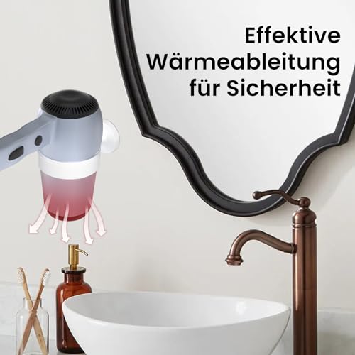 Dailyart Föhn Halterung- Fönhalter Ohne Bohren Edelstahl Fönhalter zum Kleben Wandmontage Föhnhalter Wand Ohne Bohren- Haartrocknerhalter Föhnhalter für Badezimmer WC Schlafzimmer- Weiß 5