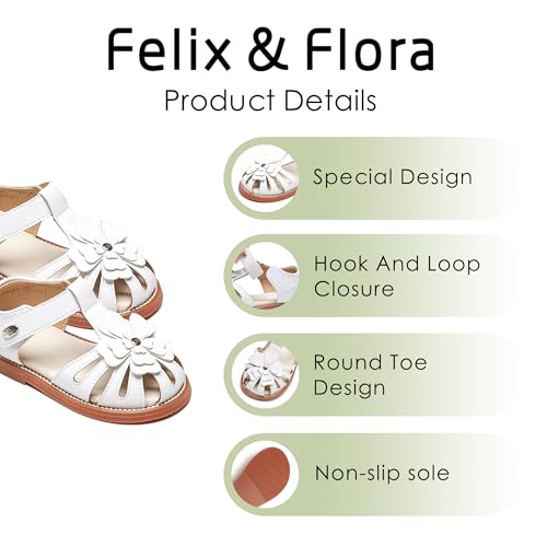 Image of Felix & Flora Toddler Girls Sandals Flower Girl Shoes Soft Rubber Princess Flat Shoes