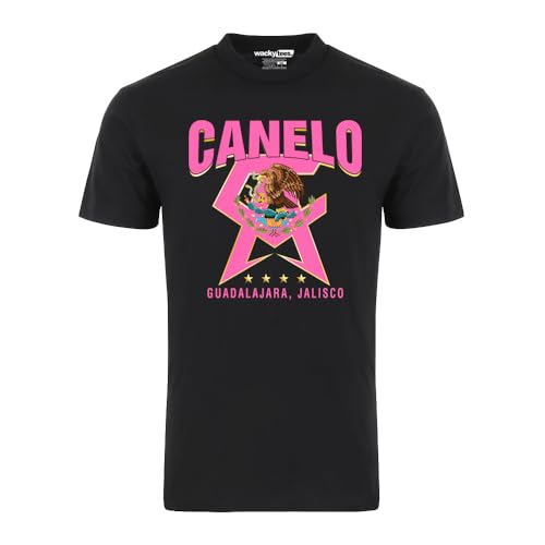 Canelo Alvarez CA Pink Mexico Mexican Flag Eagle Graphic Tee Shirt (US Alpha Large Regular Regular Black)