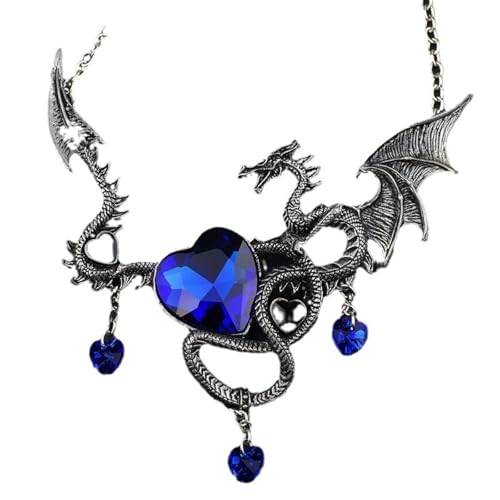 Collier dragon d'Halloween strass rétro sans nickel femme