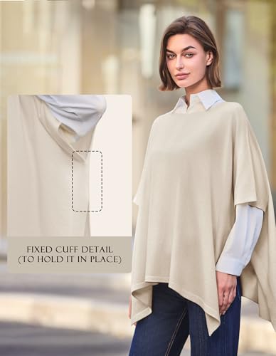 Image of PULI Women's Pullover Poncho Sweater Oversized Loose Fit Soft Shawl Layering Tops for Office Travel Daily Wear,Fall Winter