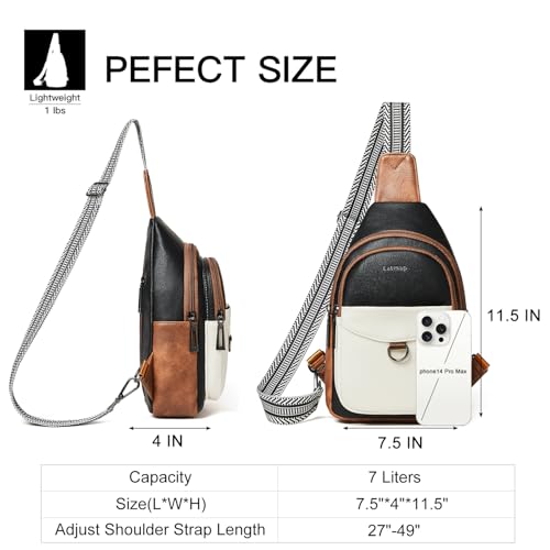 Image of LATMAP 7L Sling Bag for Women Men Crossbody Belt Bag Small Travel Sling Backpack Anti Theft Chest Daypack Purse Faux Leather